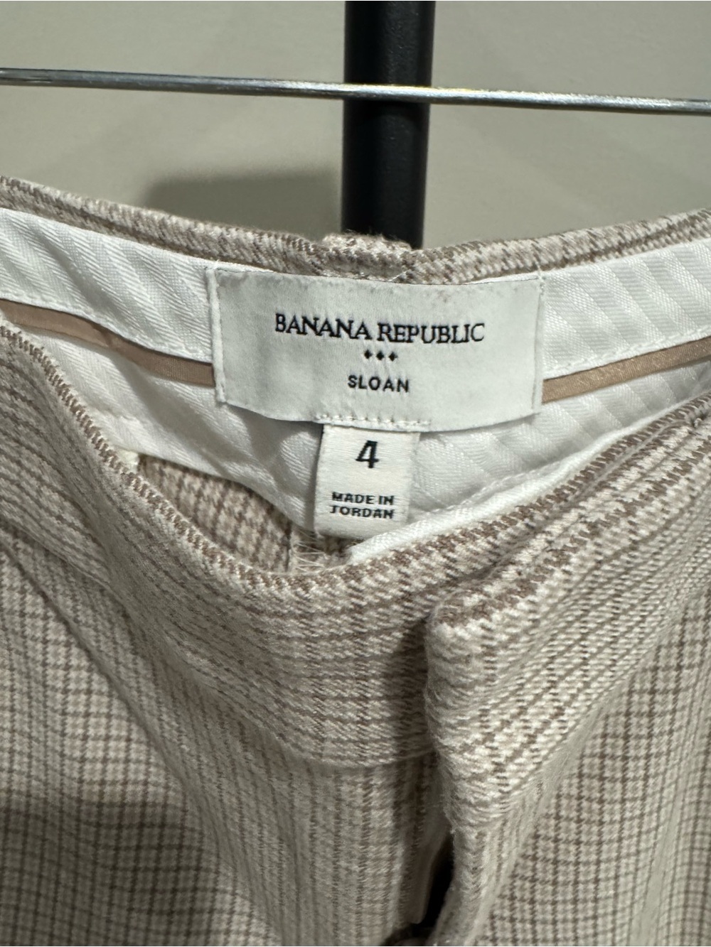 Banana Republic Women's Sloan Pant Plaid Light Beige Office Casual Soft Size 4 - Picture 3 of 4